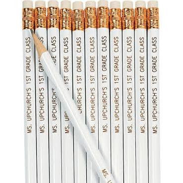 White Personalized Pencils